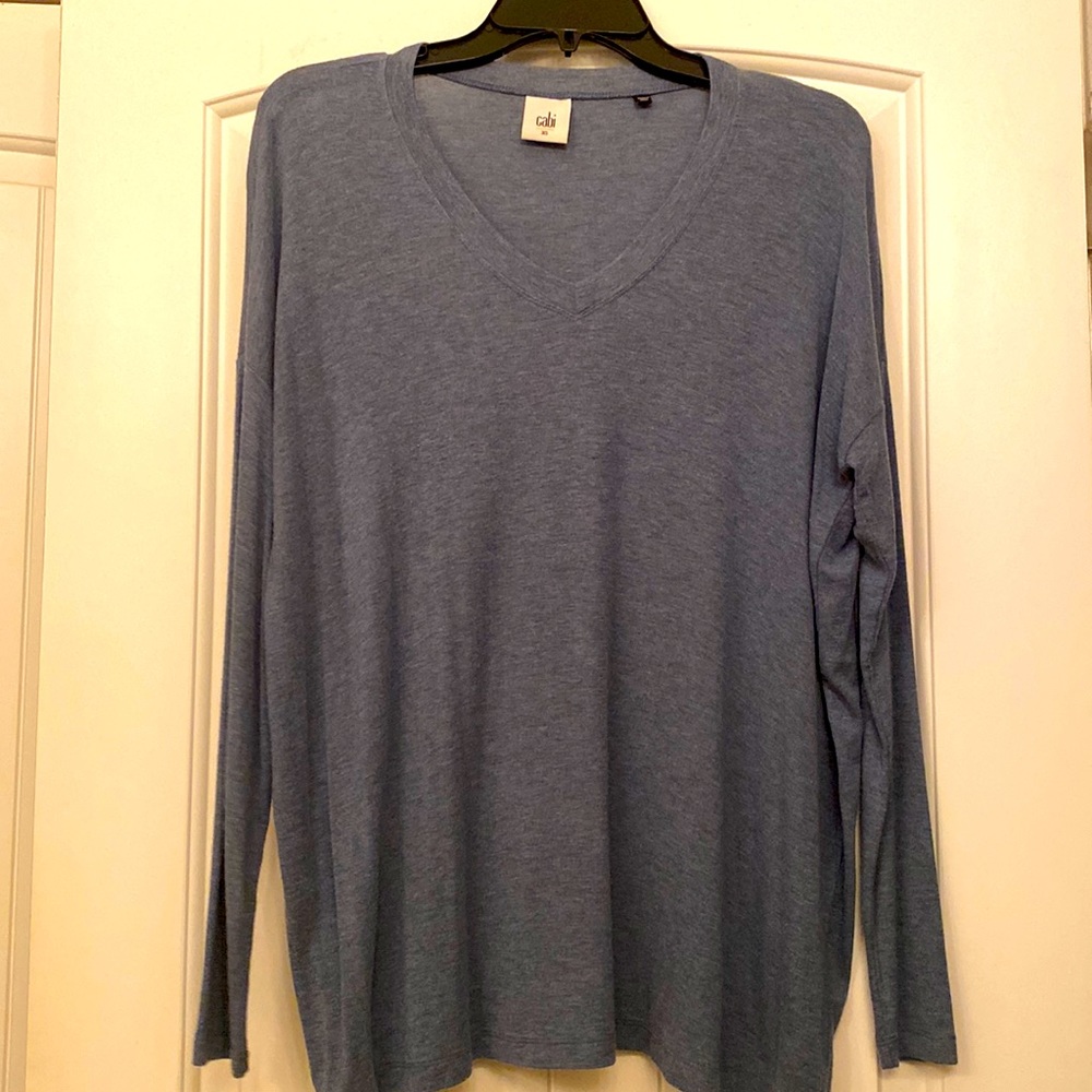 Cabi Relax Fit Tee extra Small Stone Wash Blue 3229 Stretchy Vneck, Loose Fit